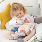 Reborn dúkka 38cm beige föt og teppi
