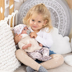 Reborn dúkka 38cm beige föt og teppi