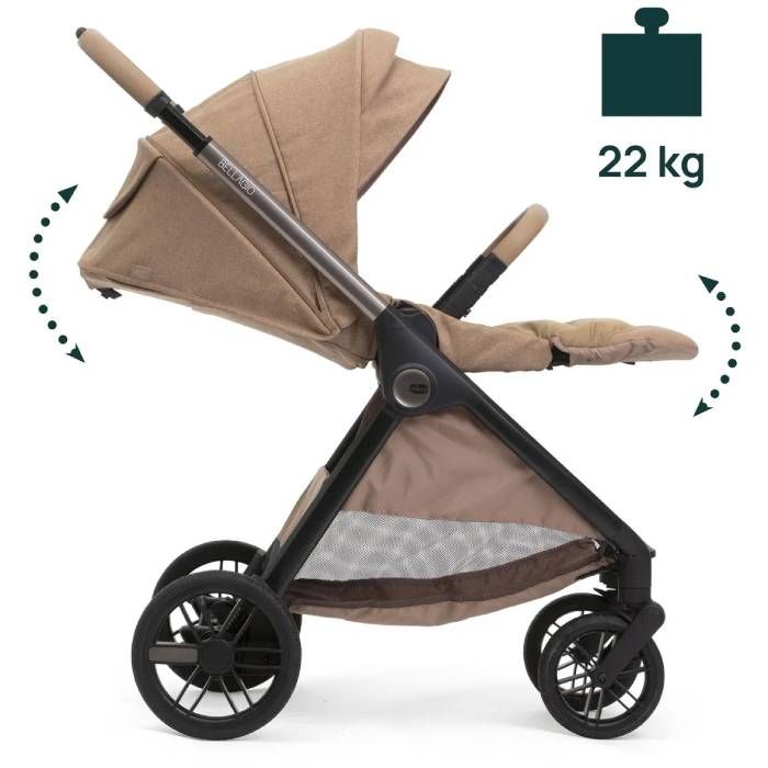 Chicco Bellagio kerra með vagnstykki Carmel 0-22kg -First Recline bílstóll og 360 isofix base
