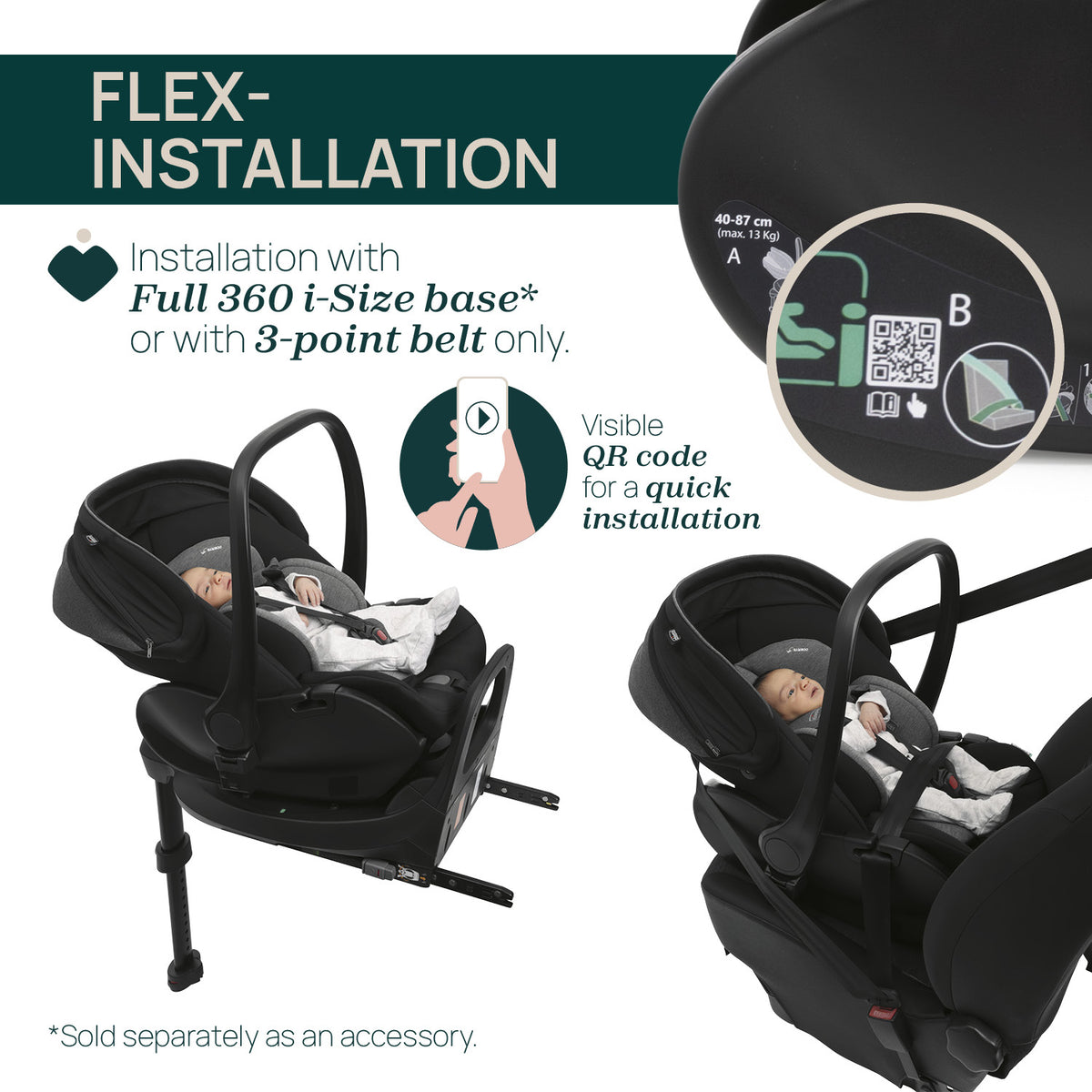 Chicco Bellagio kerra með vagnstykki Carmel 0-22kg -First Recline bílstóll og 360 isofix base