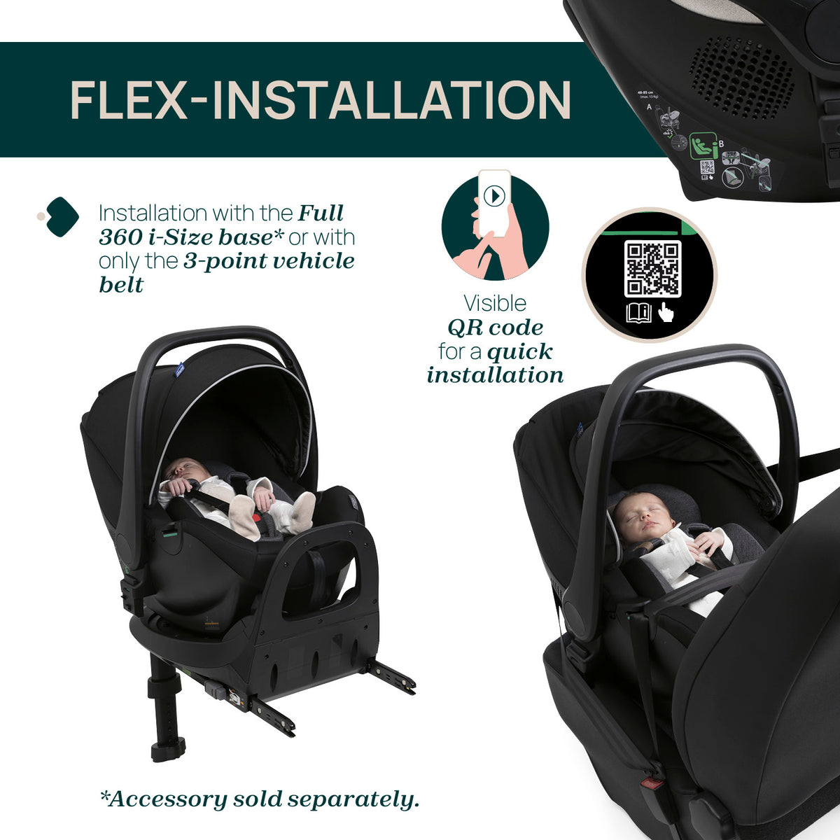 4-1 Chicco Bellagio kerra, vagnstykki Primo Como Lake -KORY bílstóll og 360 isofix base
