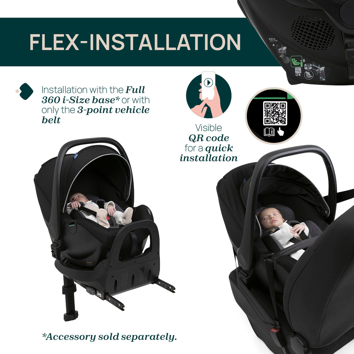 4-1 Chicco Bellagio kerra, vagnstykki Primo Como Lake -KORY bílstóll og 360 isofix base