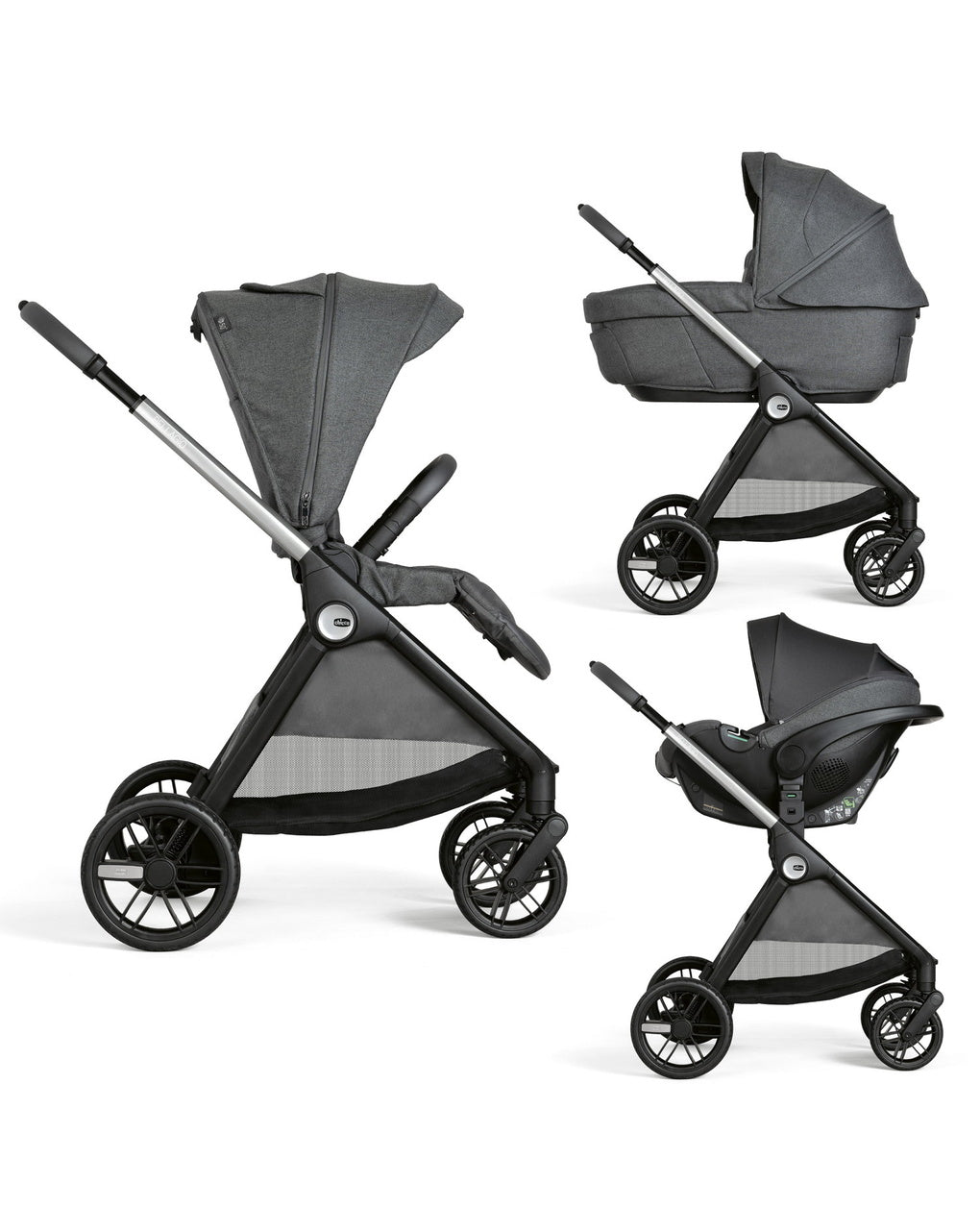 Chicco Bellagio kerra  með vagnstykki Svört 0-22kg - Kory bílstóll og 360 isofix base