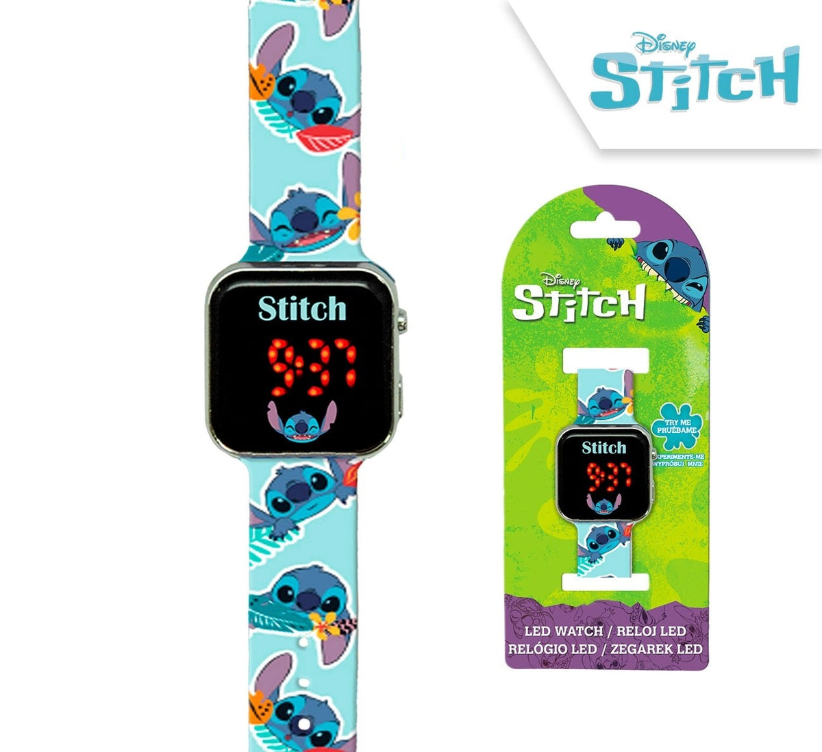Barnaúr  LED Stitch ljósblá