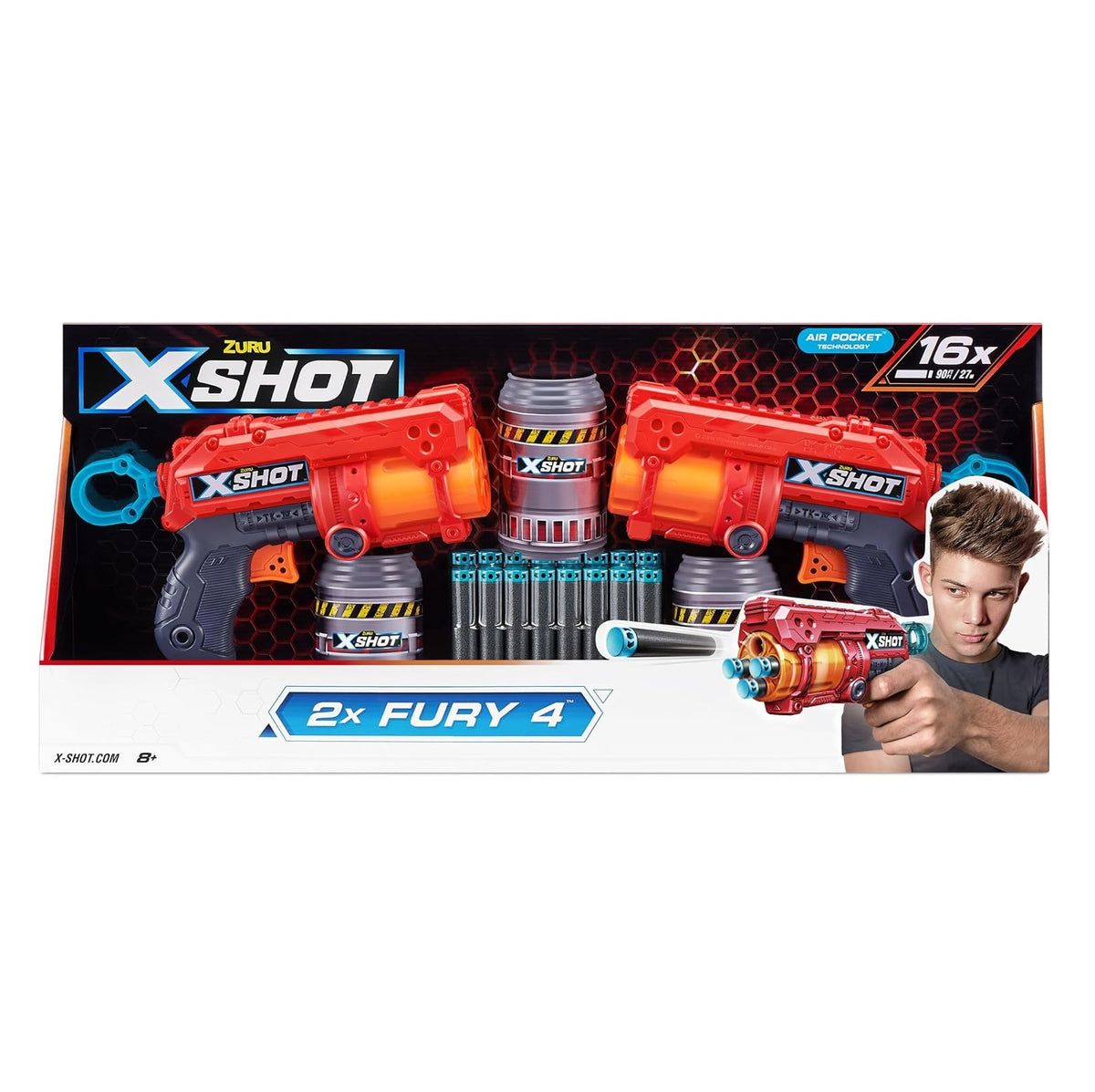 Zuru X-shot Fury 2 í pakka og 3 dósir