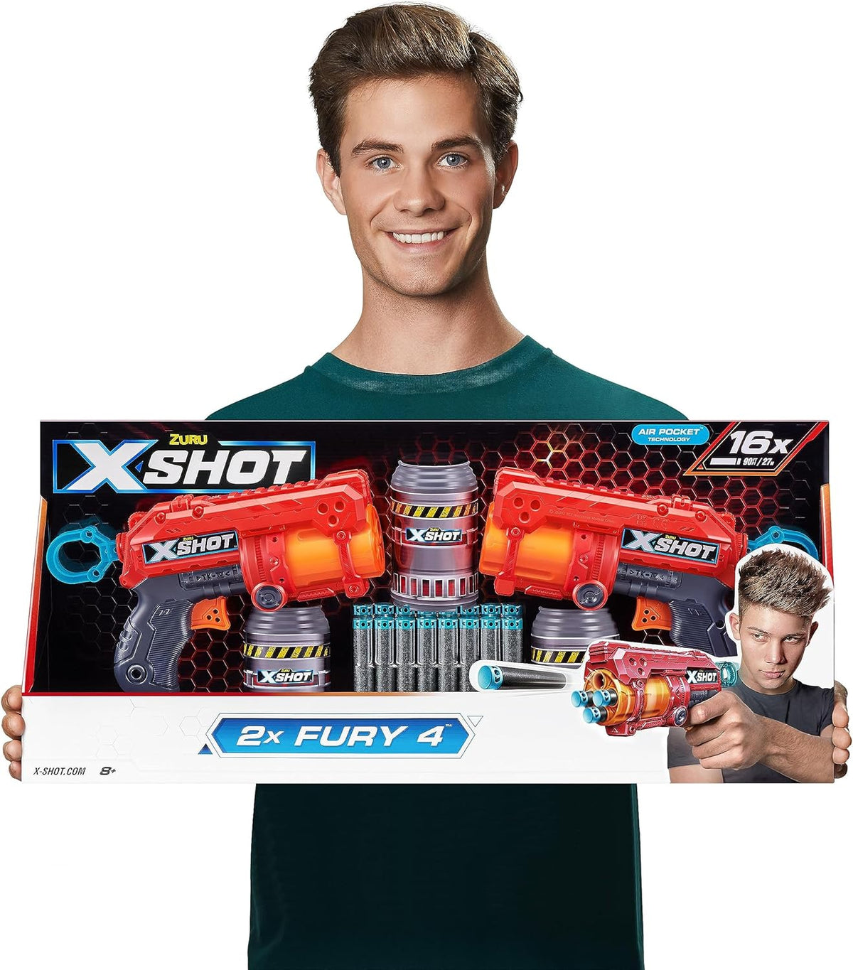 Zuru X-shot Fury 2 í pakka og 3 dósir