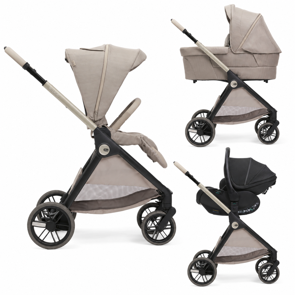 4-1 Chicco Bellagio kerra, vagnstykki Primo Como Lake -First Recline bílstóll og 360 isofix base